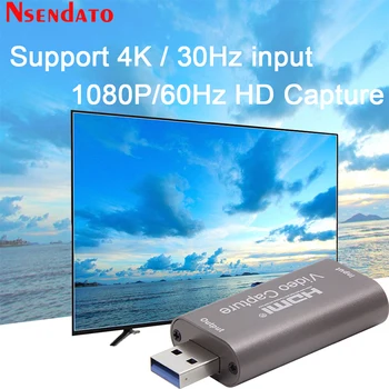 4K USB 2.0 Video Capture Card USB2.0 HDMI Video Grabber Ierakstīt Lodziņā ar Cilpu audio par PS4 Spēle Videokamera Tiešraides Ierakstu