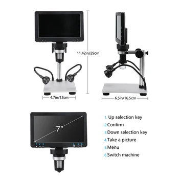 1080P USB Digitālais Mikroskops ar 7 Collu 1200X Digitālo Mikroskopu, Lodēšana, Elektronika, Mobilo Telefonu Remonts Iekšējās Palielināmais Stikls