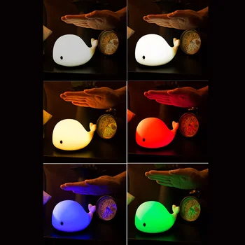 LED Dzīvnieku Vaļu Nakts Apgaismojums, USB, Silikona LED Karikatūra Lampas Guļamistabas Gultas Guļ Gaismas Bērniem Dāvanu