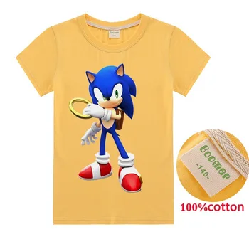 Modes Sonic Ezis Karikatūra Stils Meitenēm, T Krekls Vasaras Topi Bērniem Īsām Piedurknēm T-Krekli, Kokvilnas Bērniem Zēnu Drēbes