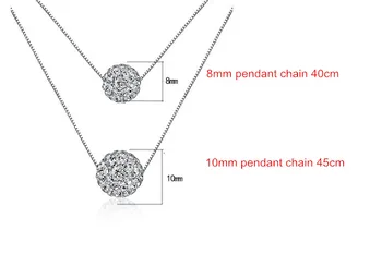 Karstā pārdot modes spīdīga-Shambala kristāla bumbu (8+10mm) sieviešu 925 sterling sudraba dāmas'pendant kaklarotas lodziņā ķēdes dāvanu lēti