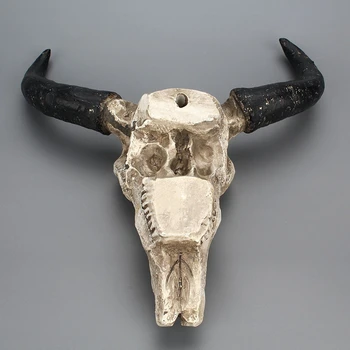 Ilgi Ragu Govs Galvaskausu Sienas Karājas Longhorn Vadīt 3D Radošo Dzīvnieku Skulptūru Mājas Sveķu Buļļa Ragu Figūriņas Amatniecības Rotājumi