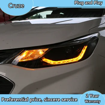 Auto Stils Galvas Lampas par Chevrolet Cruze lukturi 2017 LED lukturu Double U, led dienas gaitas lukturi H7 hid Bi-Xenon Lēcu tuvās gaismas