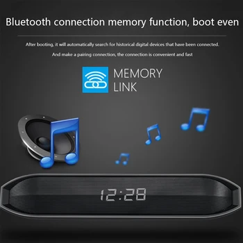 Portatīvo Pulksteņa Funkciju, Bezvadu Bluetooth Soundbar BT Skaļrunis divu Kanālu Multi-function Balsi brīvroku Zvanu FM TF kartes