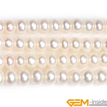 AAA Pakāpē 6x8mm Balts Rondelle Dabiskie Saldūdens Kultivētās Pērles Heishi Distances Krelles DIY Krelles Rotaslietas Pieņemšanas Daļa 15