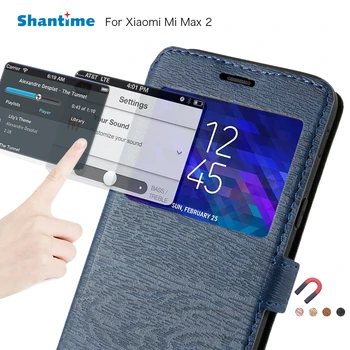 Biznesa Pu Ādas Telefona Gadījumā Xiaomi Mi Max 2 Flip Case For Xiaomi Mi Max Skatīt Logu Grāmatu Gadījumā Mīksta Silikona Vāciņu Atpakaļ