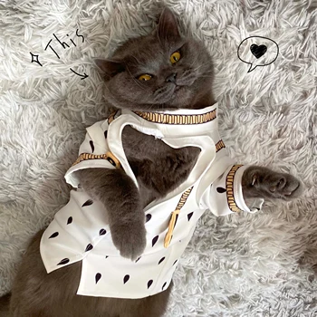Anime JoJo Dīvaino Piedzīvojumu Bruno Bucciarati Maz kaķis Cosplay Kostīmi Pavasara Rudens Maz Suņu Apģērbu Pet piegādēm Dāvanas
