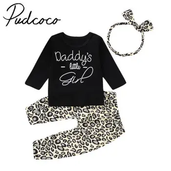 Toddler Bērniem, Baby Meitene Topi Leopards Drukāt Bikses garās Zeķes 3pcs Apģērbs, Apģērbu 0-24 Mēneši