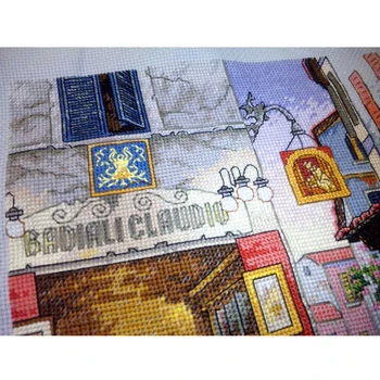 DIY 14ct skaitot Cross Stitch Komplekta Eiropas Bistro Modelis Ainavu Izšuvumi Pāri Rokdarbi Mājas Christma Apdare dāvanu