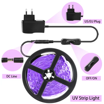 UV LED Strip Gaismas Ultravioleto Staru Elastīgu Lenti, Lentes Purpura Gaismas 12V 5m 10m 15m 300LEDs 385-400nm par DJ Fluorescences Puse