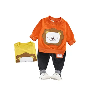 Rudens Bērniem 3-8 gadu Zēnu Apģērbu Komplekts Toddler Bērniem Kapuci Karikatūra ar garām Piedurknēm Topi, Bikses, Sporta tracksuit komplekts Apģērbs