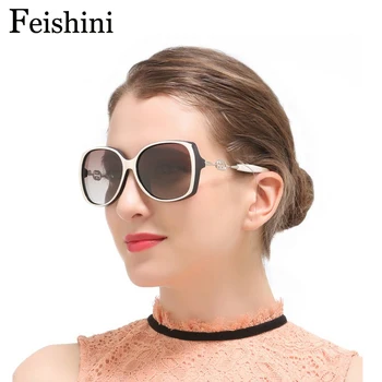 FEISHINI Augstas Kvalitātes FDA Modes Braukšanas oculos de sol feminino UVA Liels Rāmis Slīpuma Saulesbrilles Sieviešu Polarizētās Vintage