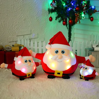 Nesen Ziemassvētku Rotājumi Animācijas Muzikāls Santa Claus Elk Statuetes LED Kvēlojošs Mīksta Plīša Pildījumu Lelle Dzied Mājas Rotājumu H
