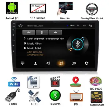10.1 Collu Auto DVD Atskaņotājs 1Din Android 9.1 Multimediju Atskaņotājs, 4G internetu, WiFi, Radio, GPS, BT ar 360 Augšu/uz Leju Grozāms Ekrāns