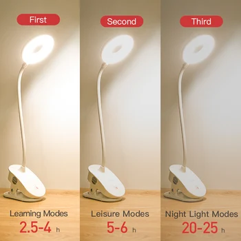 YAGE LED Touch On/off Slēdzis 3 Režīmi Klipu Galda Lampas 7000K Acu Aizsardzība Lasījumā Reostats 18650 Lādējamu USB Led Galda Lampas