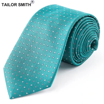 Pasūtījuma Smith Uzvalks Zīda Kaklasaite Vīriešu Kokvilnas Žakarda Tie Dizainers Zaļā Polka Dot Biznesa Kāzu Luksusa Modes Aksesuāru Cravat