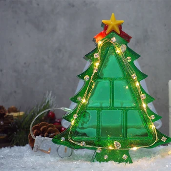 DIY epoksīda sveķu ziemassvētku eglīte uzglabāšanas kaste rotaslietas lodziņā silikona veidnes keramikas pieņemšanas pelējuma