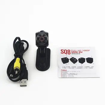 Mini Cam WIFI Kameru Korpusa CMOS Videokamera, Diktofons SQ8 PILNA Nakts Redzamības Ūdensizturīgs DV Kameru Melnas Plastmasas ACEHE --
