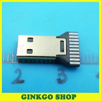 50gab/daudz Gold-plating Micro HDMI-saderīgam Male Plug Jack Savienotājs ar PHB Plug