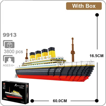 3800pcs+ Micro Celtniecības Bloki 60CM Liela Izmēra Titānika Kruīza Kuģa Modelis DIY Mini Ķieģeļi Rotaļlietas Bērniem Pieaugušo Colllection