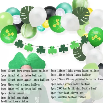 St. Patrick 's Day Shamrock Dekorācijas, Balonu Vainags Arku Komplekts Zaļo Āboliņa Balonu Banner Cepuri Īrijas Festivāls Puse Dekori