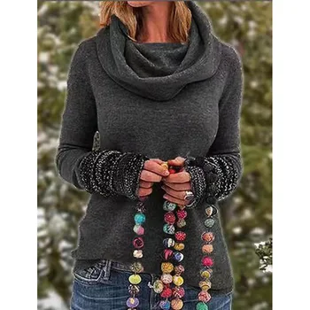 Retro šalle apkakle sieviešu džemperis garām piedurknēm tīrtoņa krāsas rudens /ziemas āra silts džemperis lēti vairumtirdzniecības sieviete džemperi