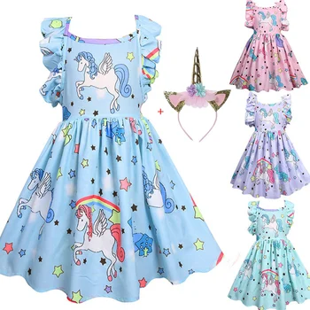 Bērnu Dzimšanas dienas svinības Kleita Toddler Bērniem, Baby Meitenes, Unicorn Puse Gājienā Oficiālu Tutu Kleita Princese Sundress cosplay Drēbes