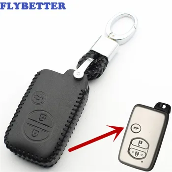 FLYBETTER Īstas Ādas KeyChain 3Button Smart Key Lietu Vāku Toyota Prado/Kroņa/Camry/Reiz Car Styling L238