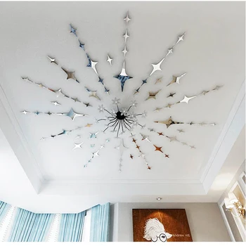 3D Akrila Star Formas Sienas Uzlīmes Spoguļa Virsmas, lai Dzīvojamā Istabā Gulta Istabas Griesti, Sienas Uzlīmes, Home Apdare, Sienas Uzlīmes