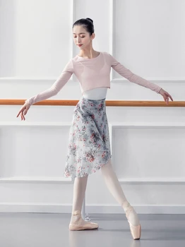 Baleta Deju Svārki Pieaugušo Bērnu Šifona Tīru Krāsu Ziedu Drukāt Prakses Leotard Deju Kleita Sievietēm Baleta Deju Kleita