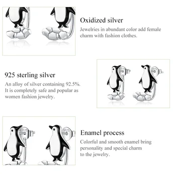 VOROCO BNE348 Vides Tēmu 925 Sterling Sudraba Pingvīnu Atnešanās Emaljas Hipoalerģiska auskariem Sieviešu Rotaslietas