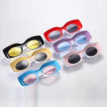 Hip Hop Tendences Taisnstūra formas Saulesbrilles Modes Konfektes, Saules Brilles Multicolor Ovālas Brilles ar UV Aizsardzību