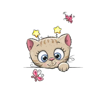 Prajna Cute Karikatūra Dzelzs Pārskaitījumu Kaķis Plāksteri Siltuma Pārneses Vinila Uzlīmes Plāksteri Bērniem Apģērbu Mazgāt Aplikācijas Žetons