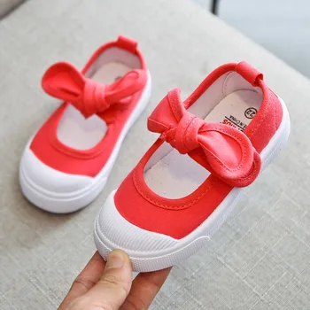 Korejas modes bērnu kurpes bērnu audekla kurpes bowknot bērnu vienotā kurpes princese kurpes meitenēm ikdienas apavi ir 2021.