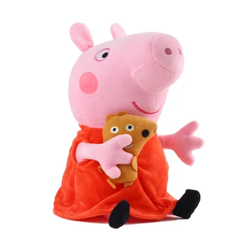 2019Peppa cūku rozā cūku plīša rotaļlieta 19cm rozā George cūku ģimenes bērnu plīša rotaļlieta, dzīvnieku Ziemassvētku dāvanu dzimšanas dienā