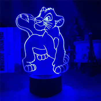 Disney Simba Lion King Set Dekoratīvs LED Nakts Gaisma Bērniem Guļamistaba Dekorēšana LED 3D Ilūziju, Galda Lampas Gaismas Dāvanas
