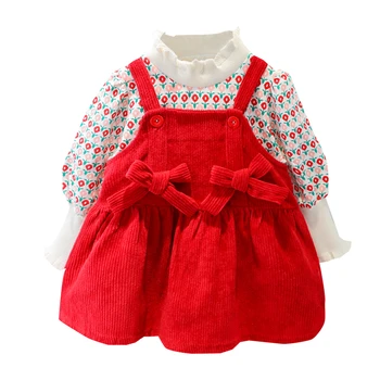HYLKIDHUOSE ir 2021. Meitene Apģērbs Pavasara Bērnu Bērnu Apģērbu Komplekti Ziedu T Krekls Bowknot Kleita Toddler Zīdaiņiem un Bērniem Gadījuma Kostīms