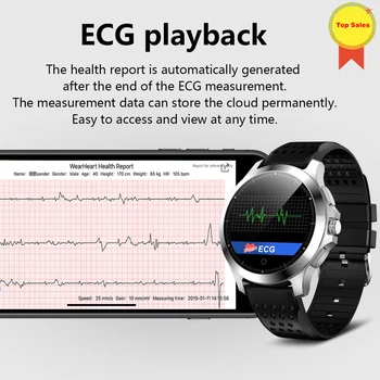 Jaunu EKG PPG smart skatīties ar electrocardiograph ekg displejs nekustamā ekg medicīnas teoriju, sirds ritma monitors, asinsspiediena smartwatch
