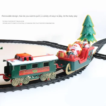 Bērnu Izglītojošās Rotaļlietas Elektrisko Vilcienu DIY Montāžas Sliežu Vieglās Mūzikas Ziemassvētku Vilciena Vecāku-bērnu Mijiedarbību Jaunā Gada Dāvanu