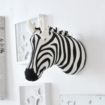3D Dzīvnieku Galvas Wall Mount Zebra/Ziloni/Žirafi mīkstās Rotaļlietas Bērniem, Bērnu Istabas Sienas Karājas Apdare Dzimšanas diena Ziemassvētku Dāvanu