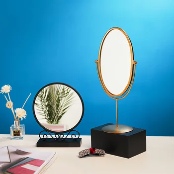 Ziemeļvalstu Metāla Spoguļi Dekoratīvās Sienas Spogulis Meitene Desktop tualetes galdiņš Make-up Spogulis Piecelties Home Decoration Accessories