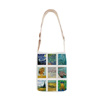 Van Goga gleznu kombinācija dāmas kokvilnas un lina somas mini soma vienkāršu mini messenger bag gadījuma messenger bag