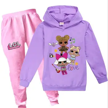 LOL Pārsteigums Lelle Meitene Karikatūra Apģērbu Komplekts pelēkā vārna + Bikses Apģērbs Nosaka Bērns, Mētelis, Krekls Bikses ar garām Piedurknēm Hoodies Drēbes