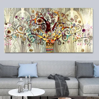KLIMTA dzīvības koks eļļa, viesistaba, glezna, gleznas dekorēšana