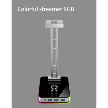 JIUSHARK Austiņu Turētājs,Multifunkcionāla Austiņu Turētājs USB3.0X3 Krāsu Gaismas Efektu RGB,E-Sports Home
