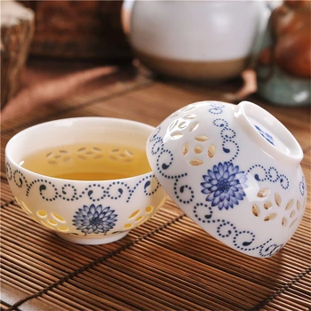 Tējas infuser metinātājs, zilā un baltā izsmalcinātu keramikas tējkannas tējkannas tējas tase porcelāna ķīniešu kung fu tējas komplekts drinkware