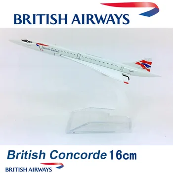 16CM 1:400 Concorde Britu Aviosabiedrība Virsskaņas Ātruma Lidmašīna Modelis W Bāzes Sakausējuma Gaisa kuģa Plaknes Kolekcionējamus Displeja Modelis Rotaļlietas