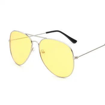 2019 jaunu modes vīriešu saulesbrilles classic zīmola dizaina dāmas brilles UV400 metāla rāmis retro dzeltenā nakts redzamības brilles