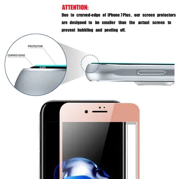 3D 9H Pilna Līme Segtu Rose Gold Rūdīts Stikls iPhone 7 8 6 6S Plus Ekrāna Aizsargs, Lai I6 I7 I8 Plus Aizsardzības Plēves, Stikls