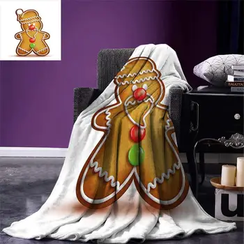 Piparkūkas Man Mest Dīvains Karikatūra Ziemassvētku Piparkūkas Cilvēks ar Bonbon Konfektes Siltu Segu Microfiber